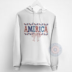 T-shirt sweatshirt hoodie with elegant America white bow pattern – the perfect gift for Independence Day 4th of July