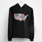 T-shirt sweatshirt hoodie with USA map and cute bow pattern – a charming patriotic style to celebrate Independence Day 4th of July