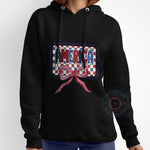 America 4th of July red bow unisex T-shirt sweatshirt hoodie showing patriotic pride – a meaningful Independence Day gift