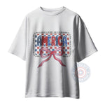 America 4th of July red bow unisex T-shirt sweatshirt hoodie showing patriotic pride – a meaningful Independence Day gift