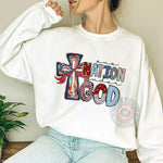 T-shirt sweatshirt hoodie with One Nation Under God design expressing faith and pride – Perfect as a 4th of July Independence Day gift