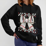 Retro Checkered Baseball Mom Bow T-shirt/Sweatshirt/Hoodie - Cute Game Day Apparel for Father's Day