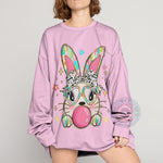 Retro Bunny Blowing Bubble T-shirt/Sweatshirt/Hoodie - Cute Easter Rabbit Apparel for Father's Day