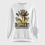 Retro Raising Ballers Softball Baseball Bow T-shirt/Sweatshirt/Hoodie - Cute Game Day Tee for Father's Day