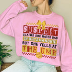 Funny Softball Suspect Claims Retro T-shirt/Sweatshirt/Hoodie - Humorous Game Day Apparel for Father's Day