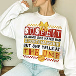 Funny Softball Suspect Claims Retro T-shirt/Sweatshirt/Hoodie - Humorous Game Day Apparel for Father's Day