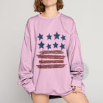 USA - Mother’s Day- Retro Stars and Stripes Women’s 4th of July Tee - A stylish Comfort Colors Choice Your T-Shirt, Long Sleeve or Hoodie for all Sizes and Colors