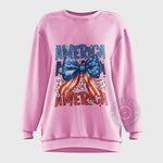 Retro Coquette 4th of July T-Shirt – Cute Bow Graphic Hoodie/ Sweatshirt for Independence Day