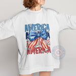 Retro Coquette 4th of July T-Shirt – Cute Bow Graphic Hoodie/ Sweatshirt for Independence Day