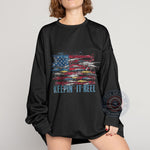 Retro USA Fish Flag Graphic T-Shirt, Sweatshirt & Hoodie - Patriotic American 4th of July Apparel
