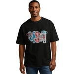 Independence Day Hoodie Patchwork July 4th T-Shirt Sweatshirt with Fun Plaid Polka Dot Floral Design