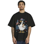 Independence Day Goose T-shirt/Sweatshirt/Hoodie - Red White & Blue Checkered USA Flag & Sunglasses Animal Graphic.
