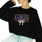 T-shirt sweatshirt hoodie with elegant America white bow pattern – the perfect gift for Independence Day 4th of July