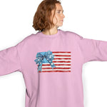 Red White & Blue Bow on USA Flag - Meaningful 4th of July Gift T-shirt/Sweatshirt/Hoodie for Independence Day