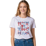 Vintage 1776 with Floral & Bows - Patriotic USA Plaid 4th of July T-shirt/Sweatshirt/Hoodie