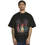 Patriotic Rooster Apparel for 4th of July Celebration T-Shirt, Sweatshirt, Hoodie with Fireworks Graphic