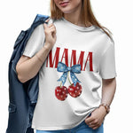 Mama Loves America T-Shirt - Cute American Flag Cherry Graphic Hoodie for Mom to Show Your Pride This 4th of July