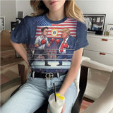 Satirical Showdown T-Shirt: Unofficial Tech Mogul vs. Former Commander-in-Chief Rivalry Tee