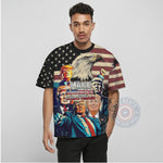 Patriotic MAGA T-Shirt Sweatshirt Hoodie - Trump And Eagle USA Flag Design