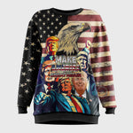 Patriotic MAGA T-Shirt Sweatshirt Hoodie - Trump And Eagle USA Flag Design