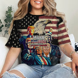 Patriotic MAGA T-Shirt Sweatshirt Hoodie - Trump And Eagle USA Flag Design