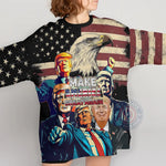 Patriotic MAGA T-Shirt Sweatshirt Hoodie - Trump And Eagle USA Flag Design