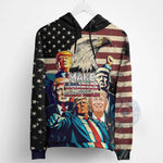 Patriotic MAGA T-Shirt Sweatshirt Hoodie - Trump And Eagle USA Flag Design
