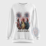 Patriotic Roosters & Fireworks Graphic Apparel for 4th of July Celebration T-Shirt, Sweatshirt, Hoodie