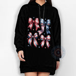 Patriotic Bow T-Shirt Hoodie Sweatshirt Stars Stripes Independence Day
