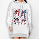Patriotic Bow T-Shirt Hoodie Sweatshirt Stars Stripes Independence Day