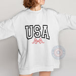 USA Pink Bow Hoodie T-Shirt Sweatshirt Cute 4th of July Style