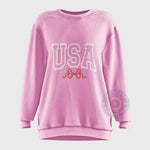USA Pink Bow Hoodie T-Shirt Sweatshirt Cute 4th of July Style
