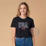USA Pink Bow Hoodie T-Shirt Sweatshirt Cute 4th of July Style