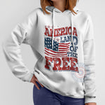 Land Of The Free 4th of July T-Shirt - Sweatshirt/Hoodie with Freedom Quote and Flag Print for Independence Day