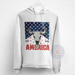 Patriotic Buffalo Skull & American Flag Graphic Apparel for Independence Day T-Shirt, Sweatshirt, Hoodie