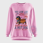 You Look Like 4th of July Hot Dog Retro T-Shirt - Funny Independence Day Sweatshirt Hoodie