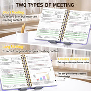 WEMATE_Simplified_Meeting_Notebook_for_Work_with_Action_Items_200_Pages,_Office_Supplies_for_Project_Planner,_PU_Leather_Hardcover_Meeting_Notes_Notebook_for_Work,_B5_(10