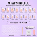 BTArtbox_Press_On_Nails_Almond_-_Designed_White_French_Tip_Press_On_Nails_Short_with_Gold_Foil,_Glue_On_Nails_for_Summer_Day_Gifts,_Natural_Stick_On_Nails_in_16_Sizes_-_30_Nail_Kit_Durable_Gel_Nail_Art_Nail_Care_Nail_Polish_Plastic_Color_Cutics_Manicure