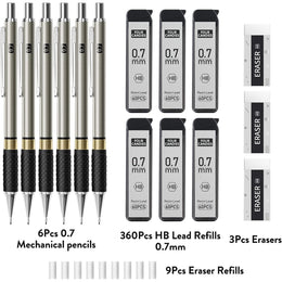 Four_Candies_Metal_Mechanical_Pencil_Set_-__Art_Mechanical_Pencils_&_360PCS_HB_Lead_Refills_&_3PCS_Erasers_&_9PCS_Eraser_Refills,_Drawing_Mechanical_Pencils_for_Writing,_Sketching/With_Case