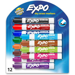 EXPO_Low_Odor_Dry_Erase_Markers,_Chisel_Tip,_Assorted_Colors,_12_Count