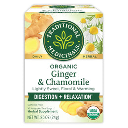 Traditional_Medicinals_Tea,_Organic_Ginger_&_Chamomile,_Occasional_Nausea_Indigestion_Relief,_16_Tea_Bags