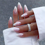 French_Tip_Press_on_Fake_Nails_Press_ons_with_Designs_Chrome_False_Nails_Long_Glossy_Full_Cover_Glue_on_Nails_Cute_Acrylic_Stick_on_Nails_for_Women_Nails_Manicure_Decoration_24Pcs