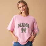 Oldschool Mother's Day Tee - MAMA Camo Coquette Bow Design T-Shirt/Sweatshirt/Hoodie | Stylish and Trendy Unisex Cotton Round Neck