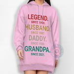 Legend Husband Daddy Grandpa T-Shirt/Sweatshirt - Father's Day Hoodie, Personalized Gift for Men