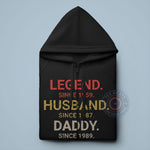 Legend Husband Daddy Grandpa T-Shirt/Sweatshirt - Father's Day Hoodie, Personalized Gift for Men