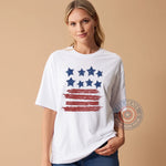 USA - Mother’s Day- Retro Stars and Stripes Women’s 4th of July Tee - A stylish Comfort Colors Choice Your T-Shirt, Long Sleeve or Hoodie for all Sizes and Colors