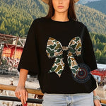 Mother's Day Camo Coquette Bow Sweatshirt – Old School Style Cotton Round Neck T-Shirt/Sweatshirt/Hoodie, Unisex Shirt for Men and Women